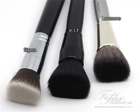 Sigma, e.l.f, Lancome Flat Top Brush Comparison