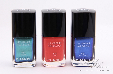 Chanel Le Vernis Summer 2013: Lilis #647, Azuré #657 and Bel-Argus