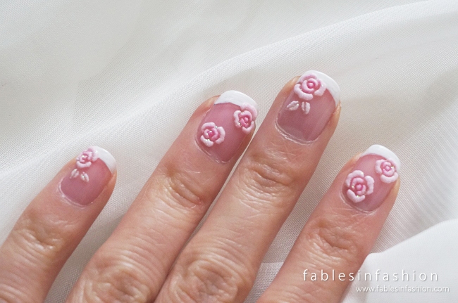 80pcs White Pink Rose Flower Nail Charms Valentines Nail Art